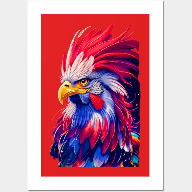 A rooster in the shape of an American eagle Wall Art by vabontchi